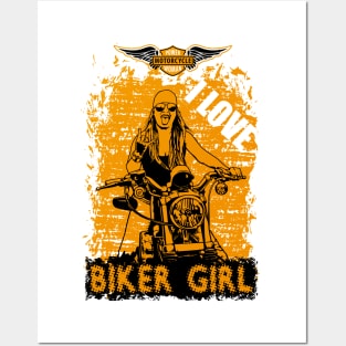 I Love Biker Girl, T-shirt for Biker, MotorCycle Rider Tee, Biker Gift Posters and Art